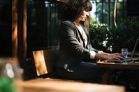 Businesswoman using Dashboard Application