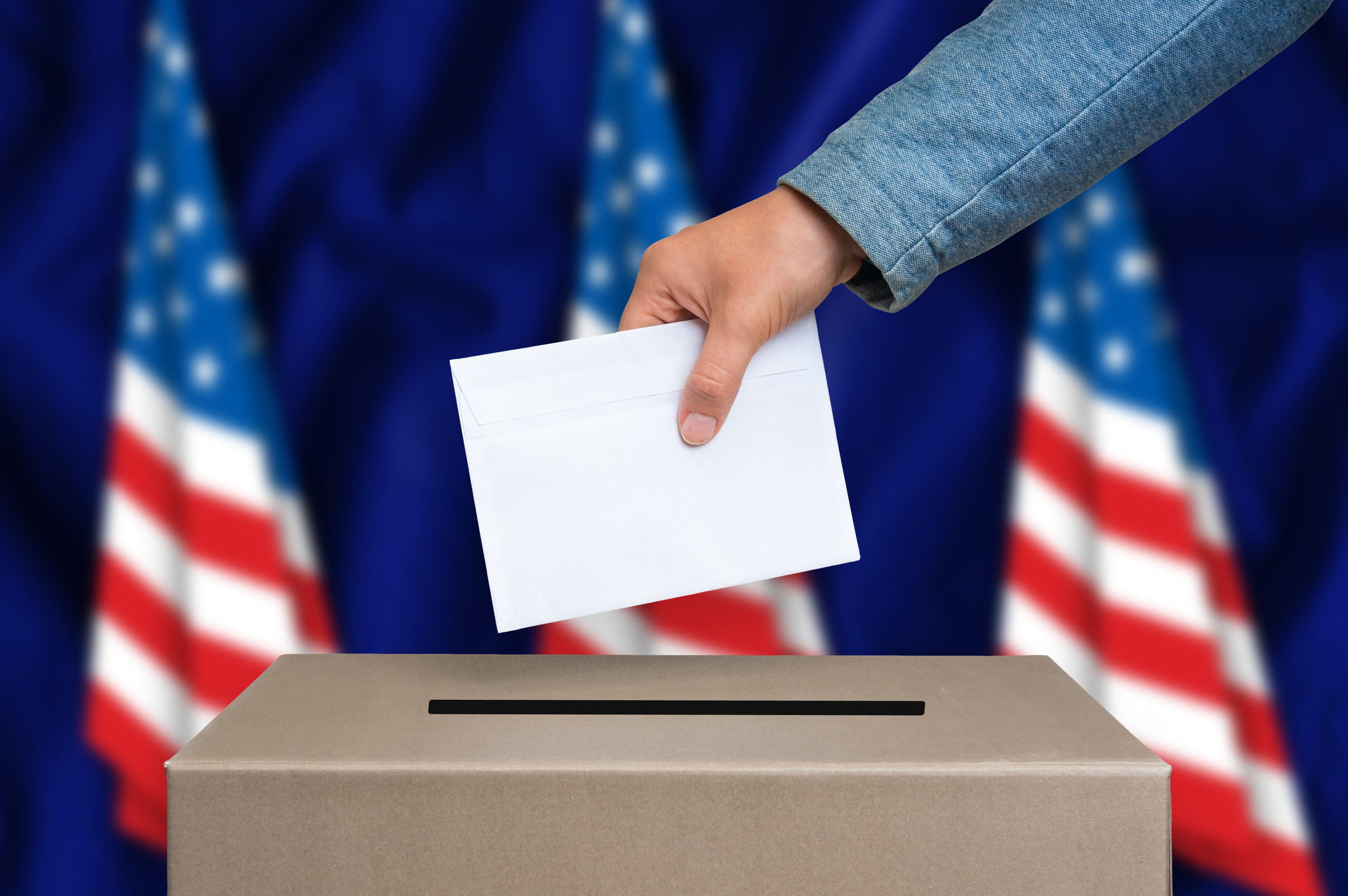Image of Ballot Box with American Flags